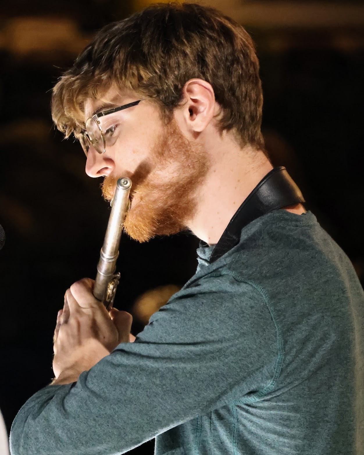 Nolan Slate playing flute