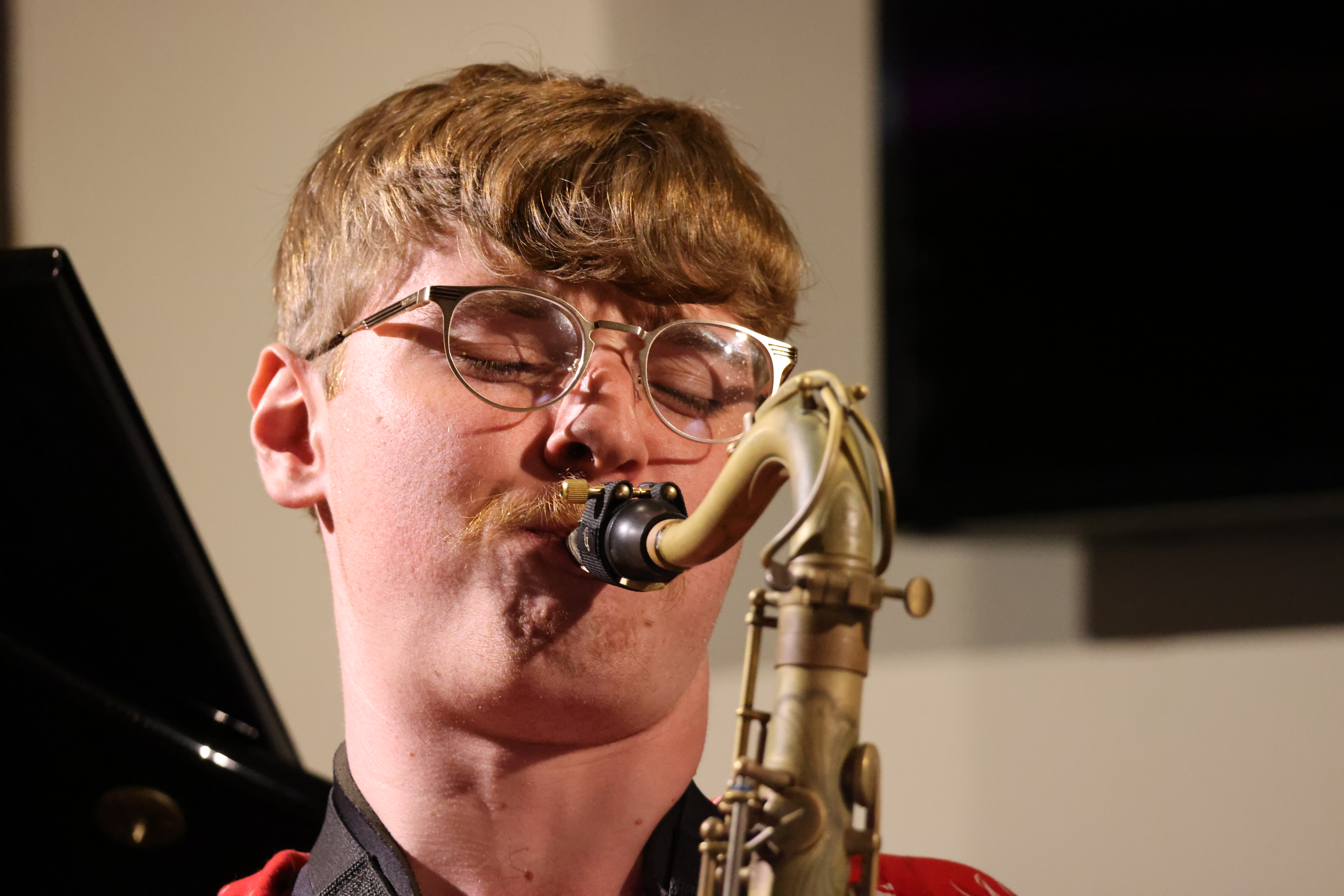 Nolan Slate performing saxophone