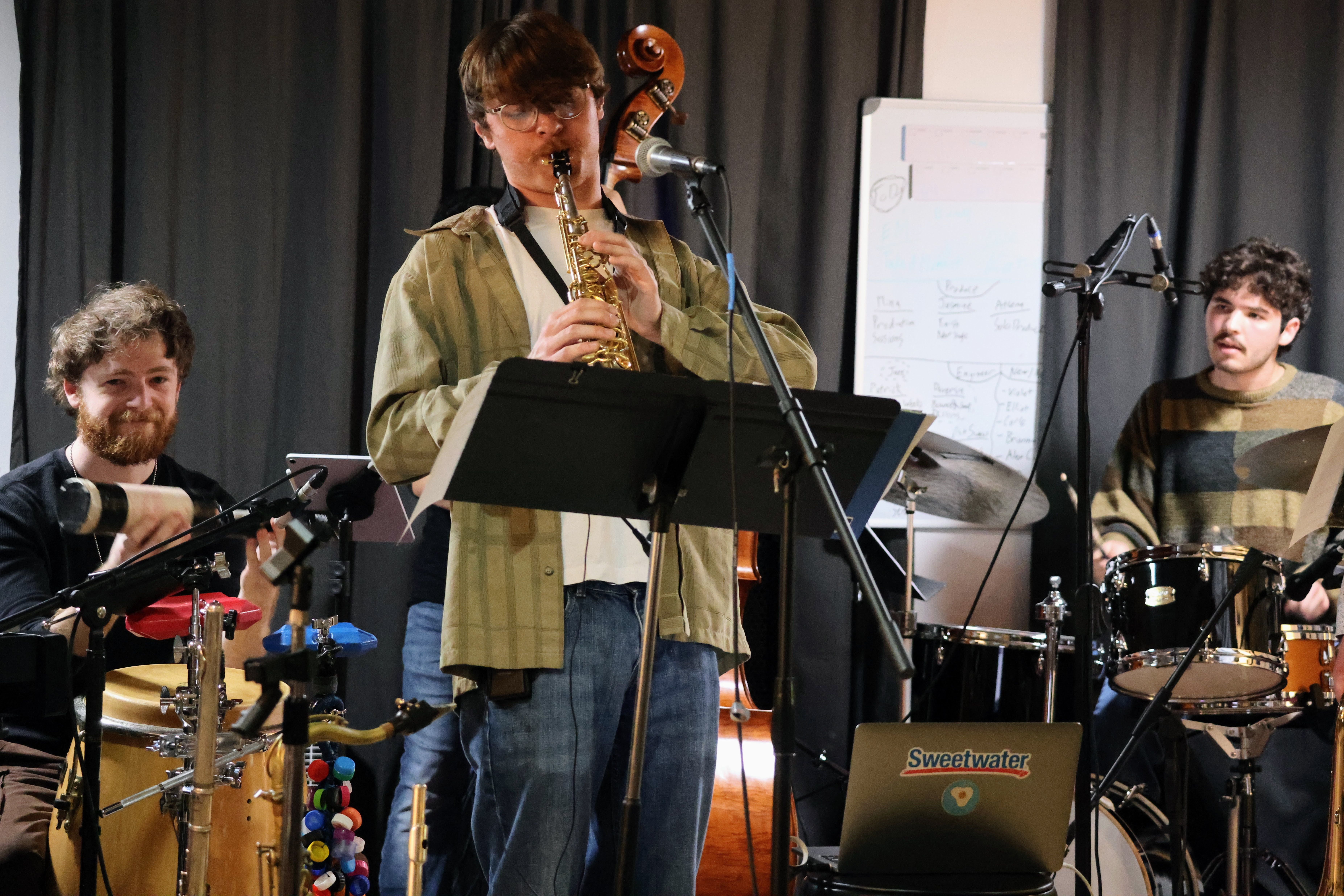 Nolan Slate performing saxophone