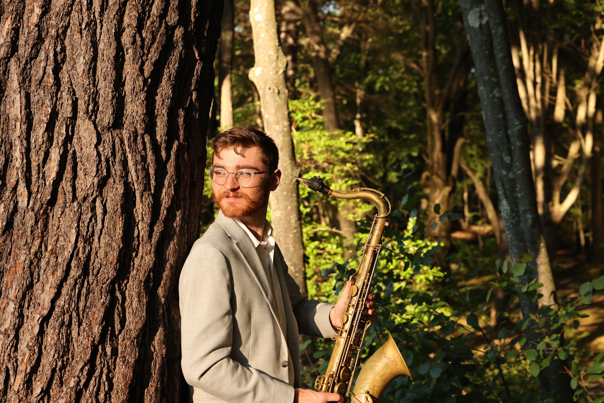 Nolan Slate performing saxophone